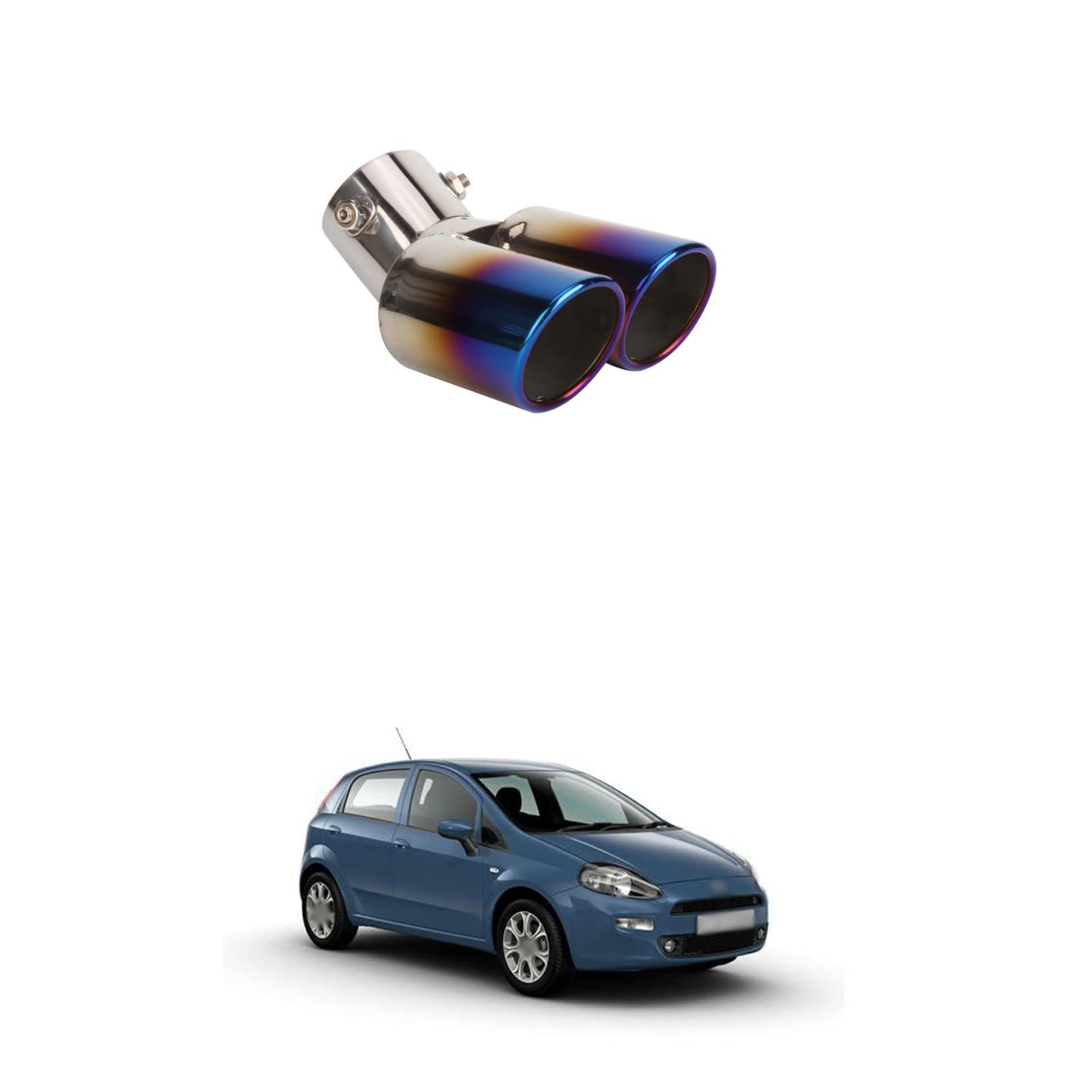 PRIKNIK Silencer Tip Exhaust Pipe Car Stainless Steel Rear Muffler Tip Tail Muffler Tip Pipe Adjustable Car Decoration Exhaust Tip Tailpipe Compatible with P-Unto