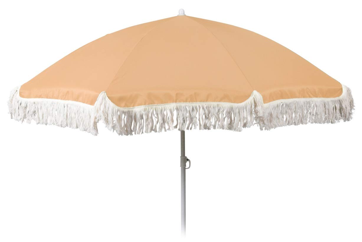 Meinposten Parasol strandscherm scherm UV-bescherming met tas franjes geel 170 cm, geel, 170 cm