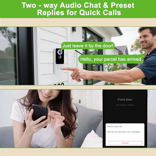 Image of Wireless Doorbell Camera with Chime, 2K HD Smart WiFi Door Bell Cameras,Head-to-Toe View, Battery Operated, PIR Motion Detection, 2-Way Audio, Night Vision, SD Card & Cloud Storage, Works with Alexa
