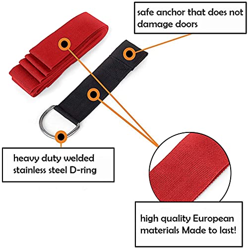 tchrules Door Leg Stretcher, Door Flexibility & Stretching Leg Strap - Great for Ballet Cheer Dance Gymnastics or Any Sport Leg Stretcher Door Flexibility Trainer Premium Stretching Equipment (red) - Thumbnail 4