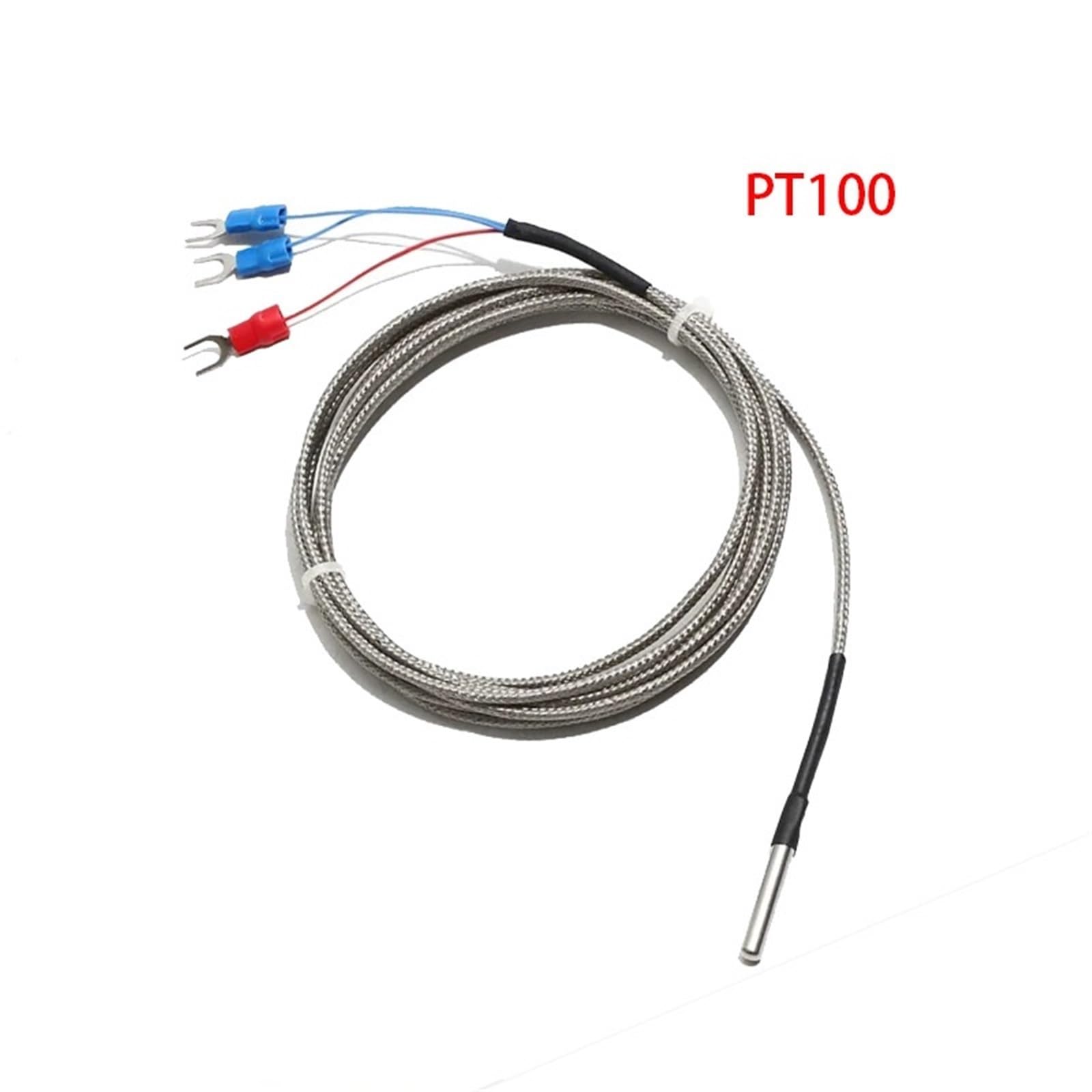Sensor de temperatura tipo K, J, PT100, sonda de acero inoxidable de 4 x 30 mm, cable PTFE blindado de 1-5 m (PT100, cable de 5 m)