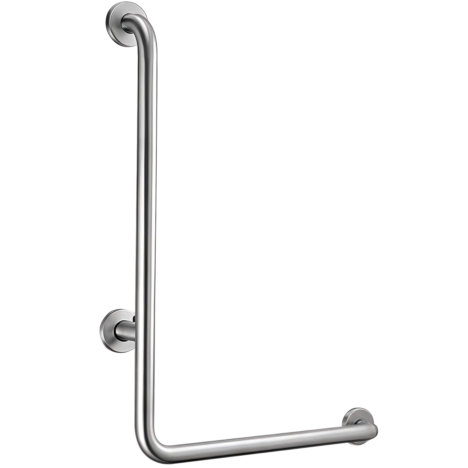 Tirador de ducha para personas mayores, 70 x 50 cm, mango de seguridad para baño, en ángulo vertical, en forma de L, para embarazadas, personas mayores, personas (pulido, derecha)