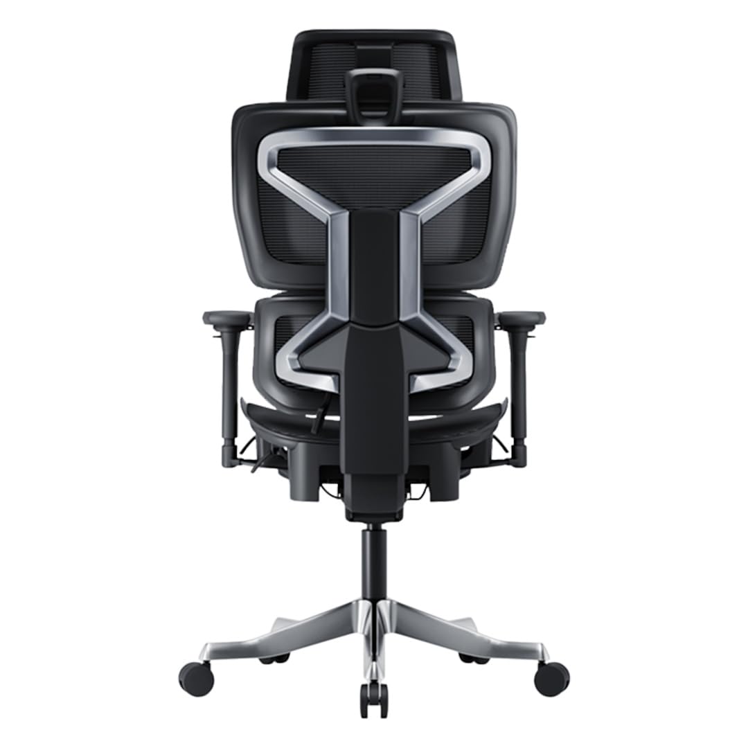 AFTERWORK Omnix Super Ergonomic Gaming Chair with Hidden Footrest, 3D Adjustable Headrest, 4D Armrests, Adjustable Lumbar, Seat Slider, and 4-Position Tilt Lock (Black & Dark Grey)