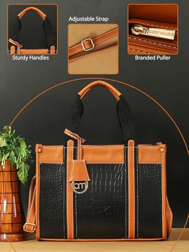 Image of Bagsy Malone Stile Eterno Tote-Croco Black & Tan