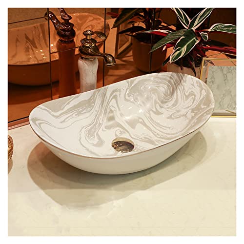 SAeWare Fregadero blanco con forma de barco, cuenco artístico de porcelana para baño
