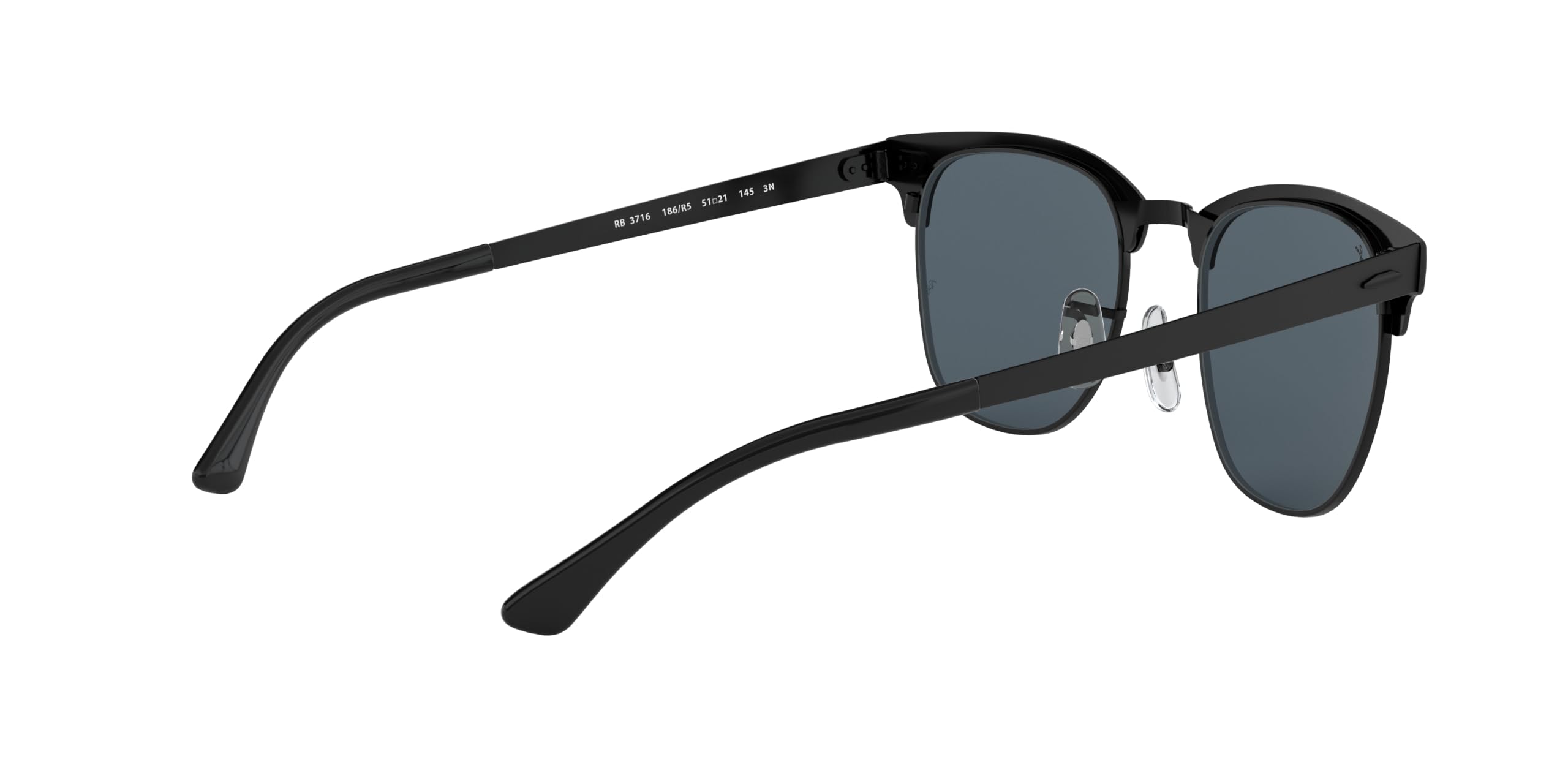Ray-Ban Metal Clubmaster Sunglasses in Matte Black Blue RB3716 186/R5 51
