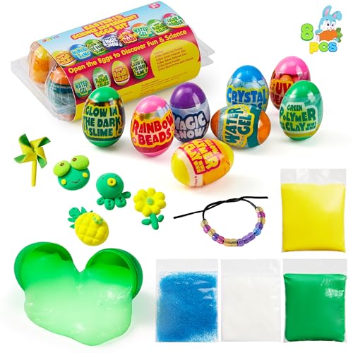 JOYIN 8 Pcs Easter Science Experiment Eggs, Colorful Eggs Prefill...
