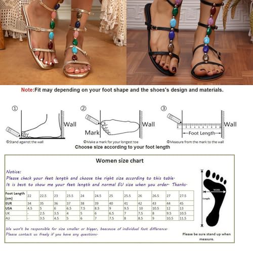 Women's Jewelled Flat Gladiator Sandals, Open Toe Buckled Stylish Summer Party Club Shoes, Gold T-strap Sandals Open Toe Summer Strappy Sandals3