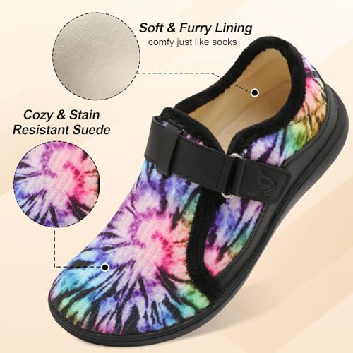 Image of Spesoul Wide Womens Slippers Adjustable House Shoes Indoor Outdoor Barefoot Slippers Cozy Walking Shoe Swollen Edema Diabetic Shoes