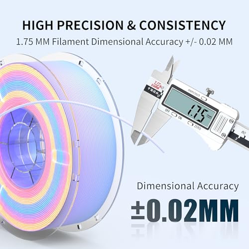 Image of RAMBERY Matte Rainbow 3D Printer Filament Matte PLA Filament Multi-Color Change 3D Printing Filament, 1.75mm 1kg(2.2lb), Lollipop Blue Purple Pink Yellow Green