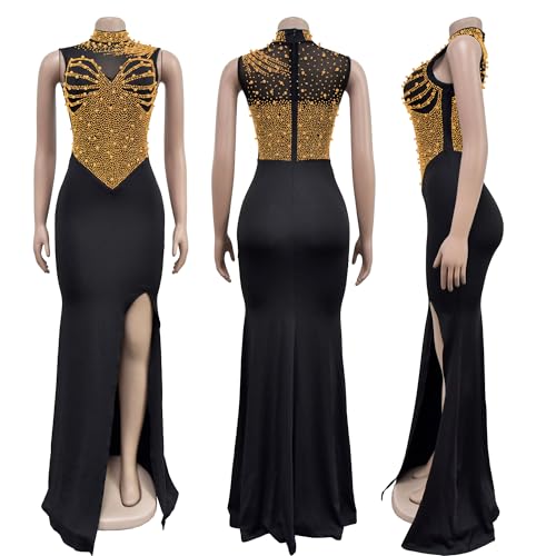 Image of Nagfar Women Rhinestone Sequin Birthday Party Sexy New Year Formal Dress