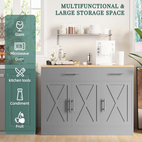 image for Shintenchi Modern Farmhouse Sideboard Buffet Cabinet with Storage with