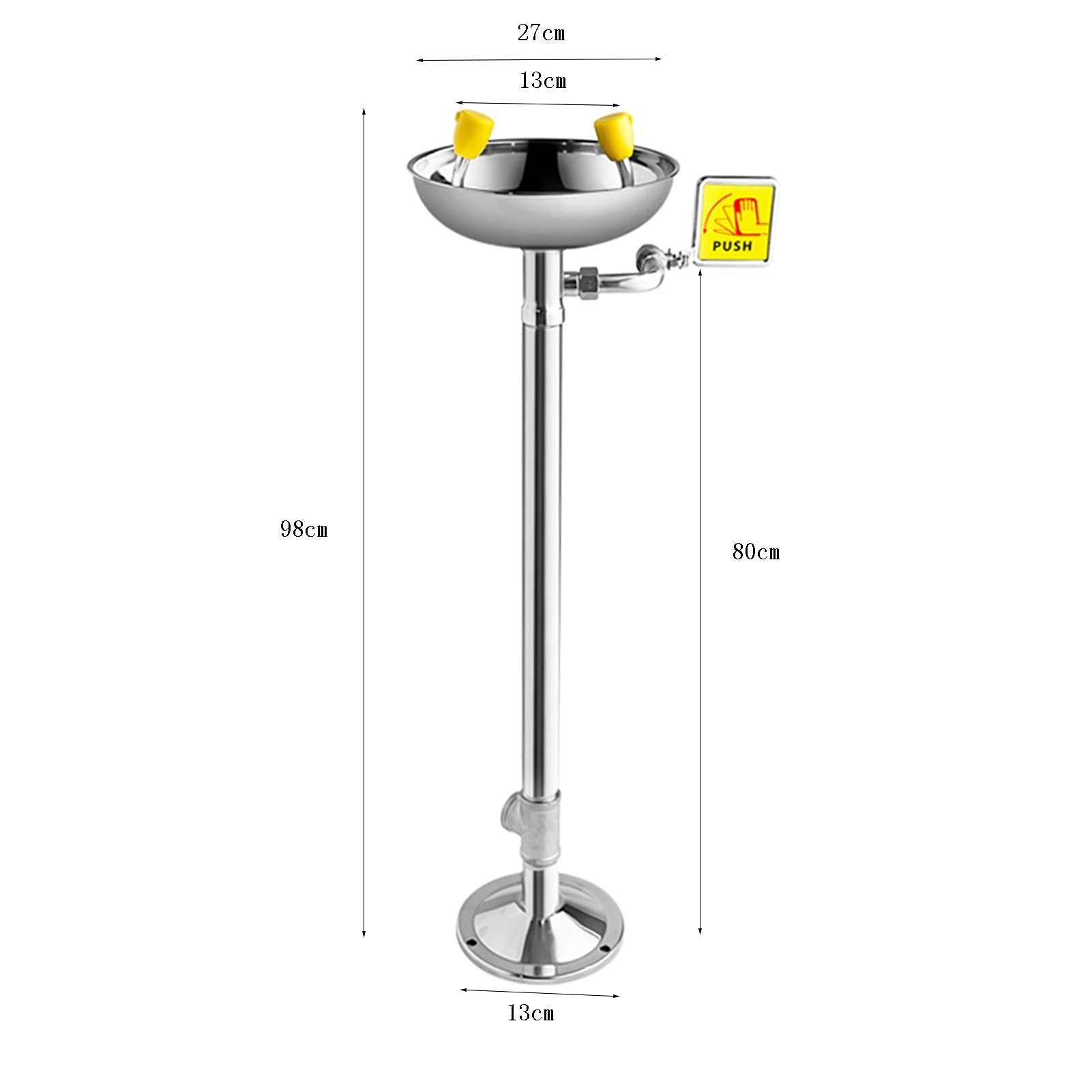 Estación lavaojos de Emergencia, Cuenco lavaojos de Acero Inoxidable 304 con Tablero de Empuje Manual, para Laboratorios, fábricas químicas y Rescate.,