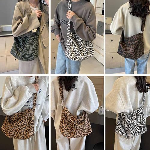 Women's leopard print canvas crossbody bag, stylish Korean version large capacity commuting bag4