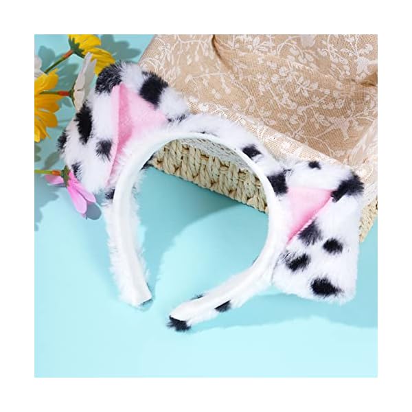 Jmkcoz dalmatian dog ears headband puppy ears headband animal headwear kids dog costume for halloween dress up carnival cosplay party - image 5
