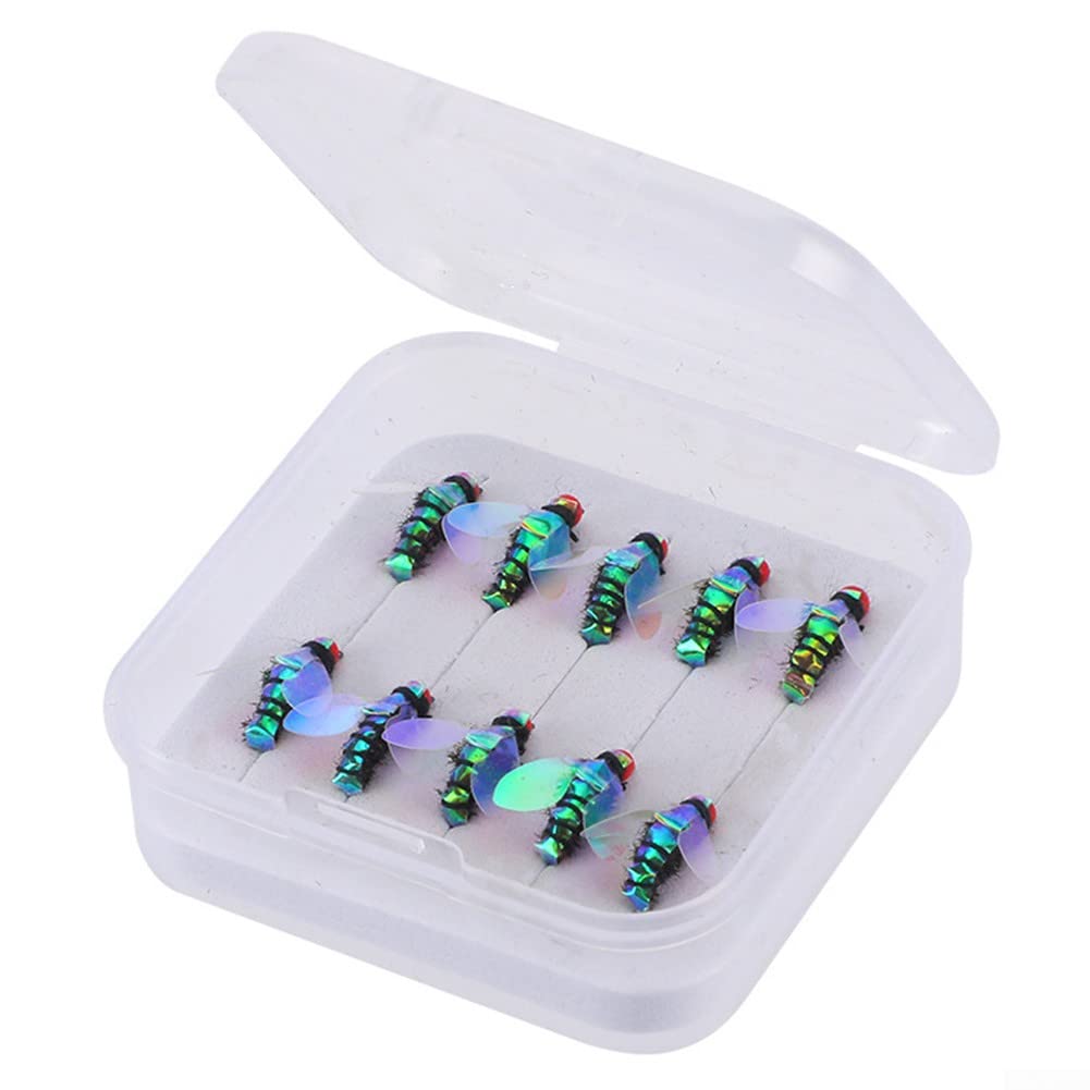 Lot De 5 Leurres Mouche – Plumes Colorées, Paillettes, Hameçons 16#/14#, Pour Cheval, Bar, Green Silver, Queue Rouge