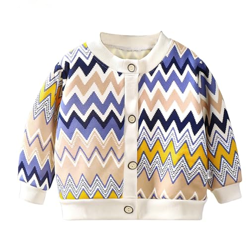 BILIKEYU Little Girls Cardigan Cute Graphic Long Sleeve Buttons Down Open Front Fall Winter Coats for Kids 1 to