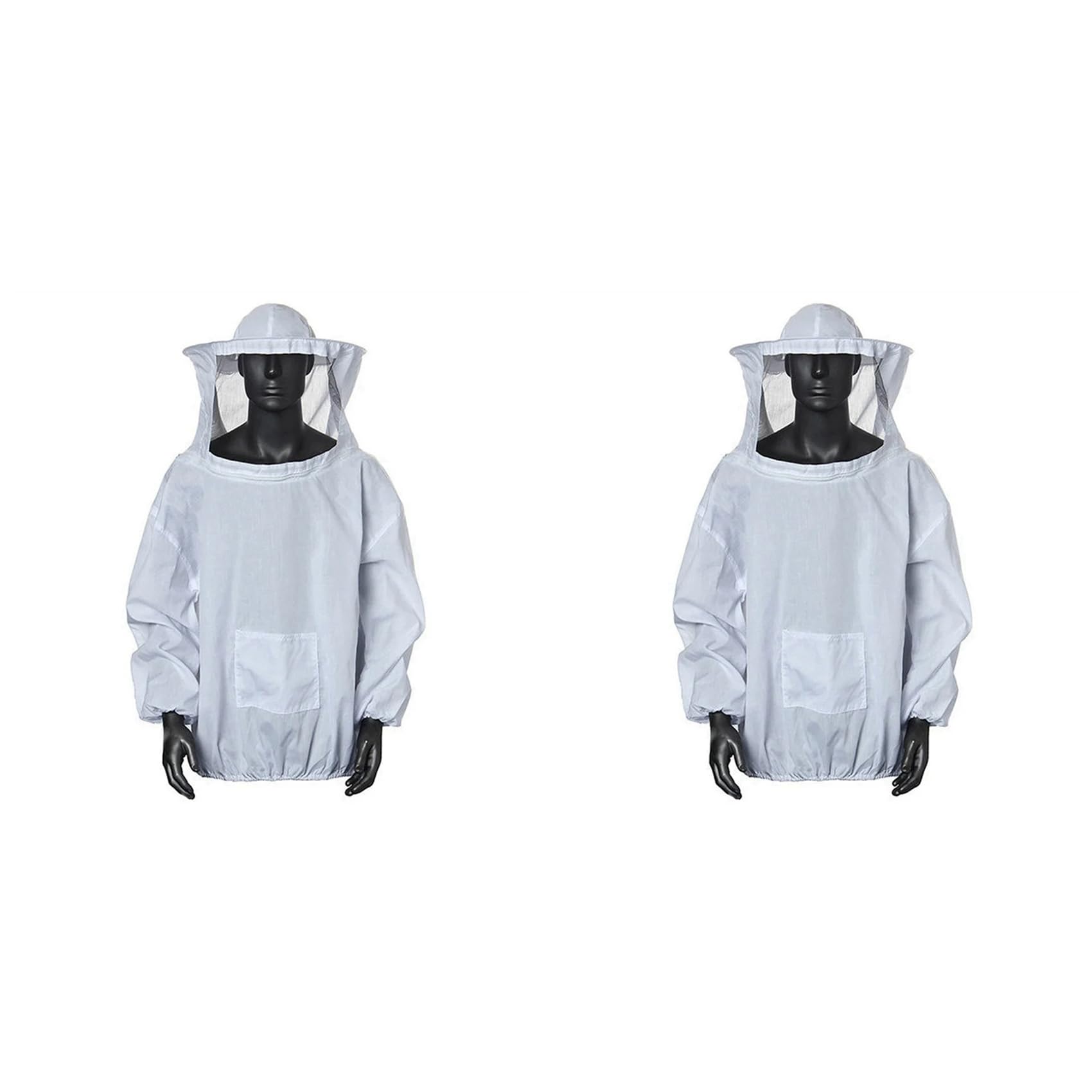 Jnchdghwa White 2X Protective Beekeeping Jacket Veil Overalls, Beekeeping Cap Sleeves Beekeeper Suit, Beekeeping Bee Jacket