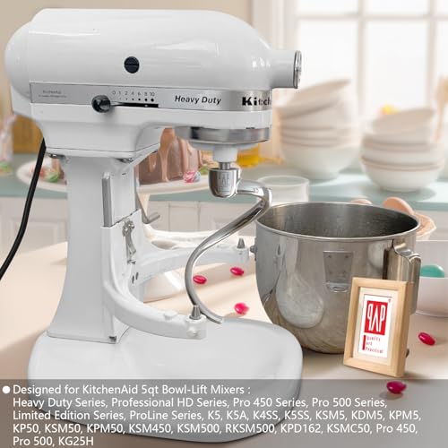 Image of Durable Spiral Dough Hook - Compatible with KitchenAid Heavy Duty Series 5 Qt Bowl-Lift Stand Mixers(K4, K5, K5A, K5SS, KSM5, KDM5, KPM5, KP50, KSM50, KPM50, KSM450, KSM500, KPD162, KSMC50, PRO 500)