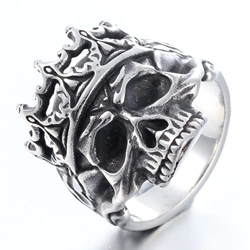 Image of Death Skull Ring for Men Stainless Steel Jewelry Biker Rings Scary Death Ring Skull for Gifts