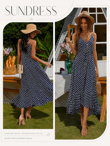 Image of BROVAVE Women's 2026 Summer Casual Boho Sundress Spaghetti Strap Midi Dress