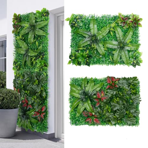 Lnopever 2PCS Jardin Vertical Artificial, Cortina Decorativa Colgante 60x40cm Jardin Vertical, Adecuada para Interiores Y Exteriores, Bodas, Cocina, Jardines, DecoracióN De Paredes De Fiestas