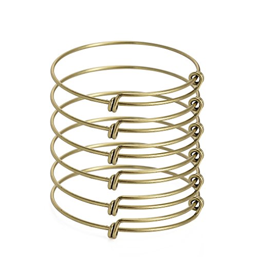 ZX Jewelry 6pcs Womens Expandable Blank Bangle Adjustable Wire Bracelet for Jewelry Making 2.4inch