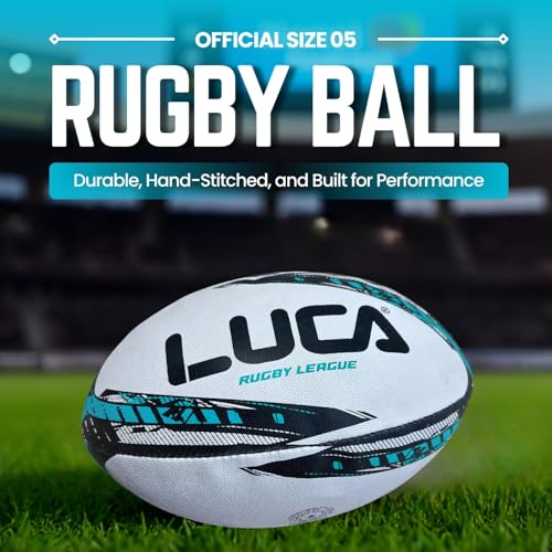 Image of LUCA Rugby Ball Sizes 3, 4 & 5 Hand Stitched Super Grip 3-Ply Construction