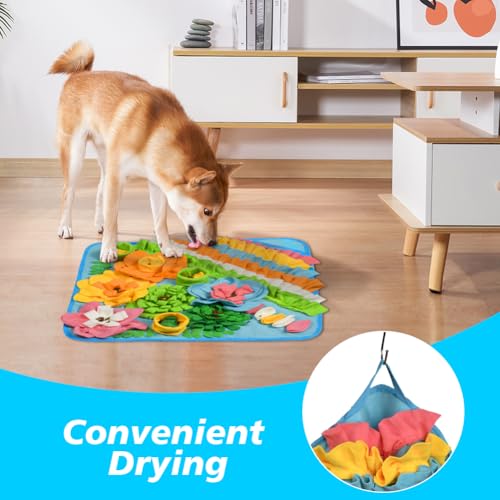 OSDUE Schnüffelteppich Hund, Futterschnüffel-Futtermatte, Hunde-Schnüffelmatte, Welpen-Trainingsmatte, Schnüffelspielzeug Interaktive Hundespielzeug, Hunde Spielteppich für Alle Hunderassen, 50 x 50CM