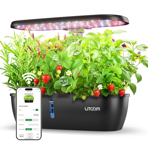 litokam Smart Hydroponics Growing System Kit with APP&WiFi Controlled, 15-Pod Indoor Herb Garden...