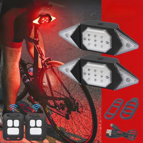 VASTFIRE Bike Turn Signals Rechargeable Rear Bike Lights for Night Riding Luces para Bicicleta Waterproof Bike Light 2024 Bike Accessories Bike Indicators (2 pc Turn Signals Rechargeable)