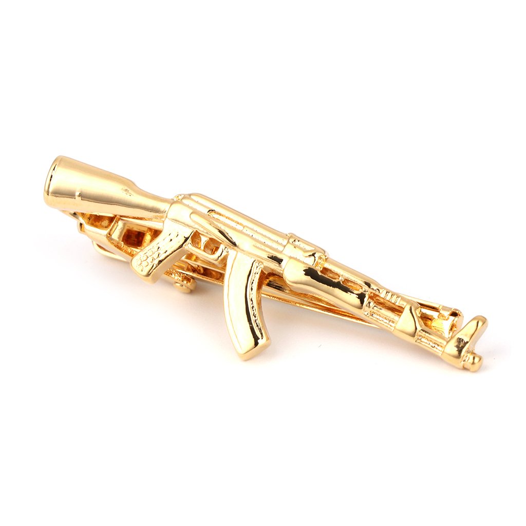 Xuniu Men Tie Bar Clip, Machine Gun Shape Necktie Pin Clasp Clamp Wedding Gift - Gold