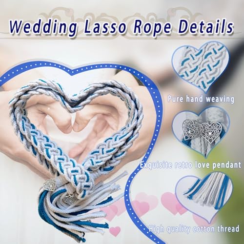 Handfasting Cord for Wedding Ceremony in Natural Cotton Wedding Lasso Rope Traditional Celtic Pattern Handmade (Sky Blue)3