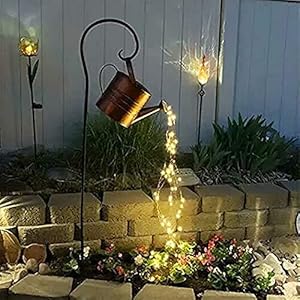 LED Waterfall Vorm Twinkle Fairy Lights – Star Douches Tuin Art Light Decoration, Watering Can Lights, Art Douchigne LED-verlichting voor tuin, tuin, thuis (Color : E, Size : With bracket)