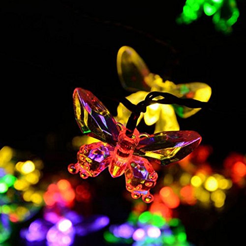 Preisvergleich Produktbild 30 Led Lichterkette Schmetterling Lichterketten Solar Weihnachtsfeier Garten Lauflichter Sternenlichterkette Weihnachtsschnur Lichter String Lampe Wasserdicht Warmweiß Dekoration
