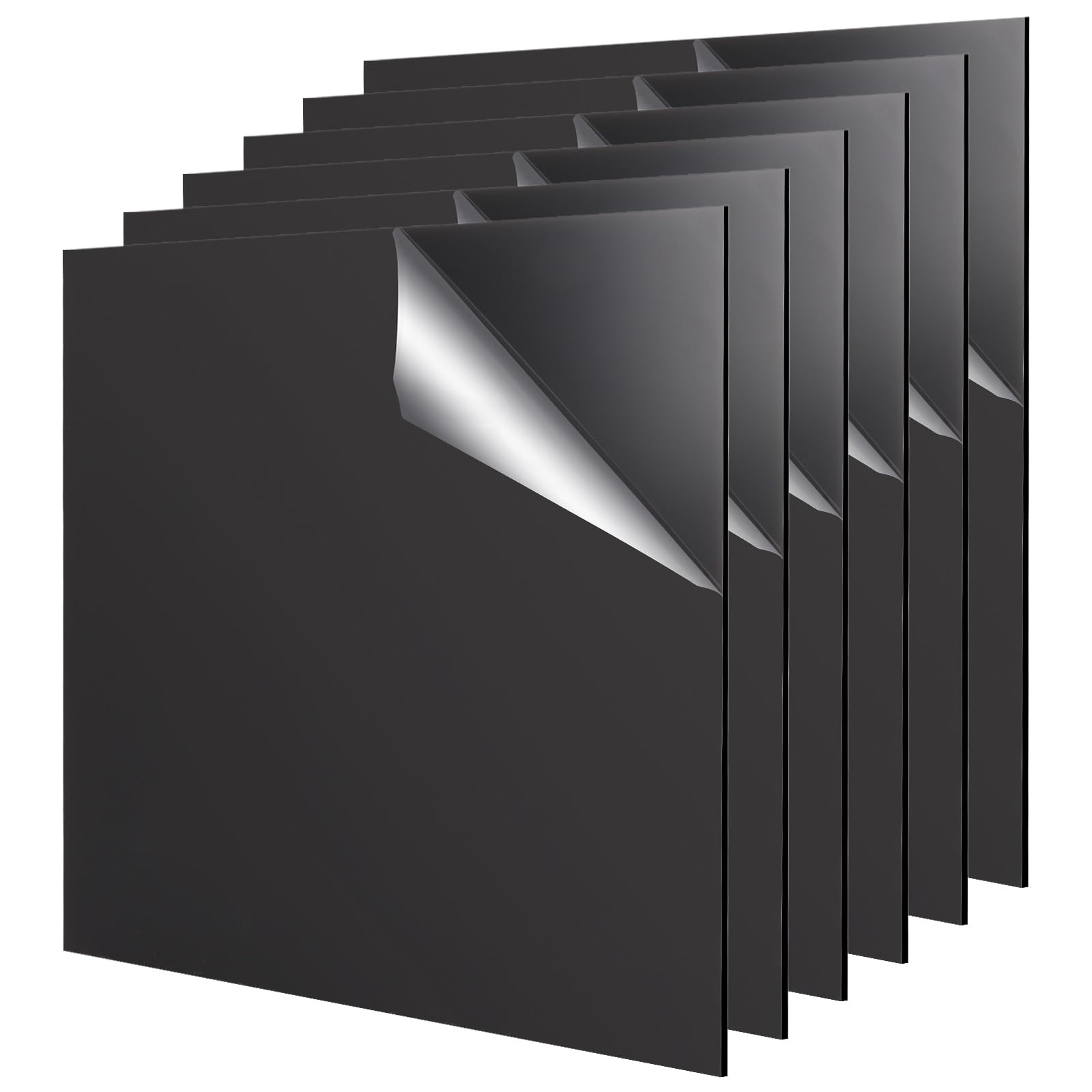 YAYODS 6PCS Black Acrylic Sheet 30 x 30cm, 2mm Square Perspex Sheets with Protective Film, Black Gloss Acrylic Sheet Signs for Painting DIY Crafts