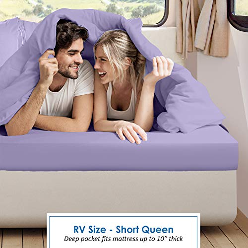 Image of Nestl Lavender Short Queen Sheets for RV, Hotel Luxury RV Queen Sheets Set, 6 Piece Fitted Bed Sheet Set and Pillowcases, Super Soft, Wrinkle-Free, and Breathable Camper Bedding