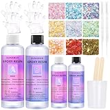 Kit de resina epoxi para principiantes: Obtendrás un kit de resina muy práctico. El kit de fundición de resina epoxi transparente es adecuado para manualidades de resina, fabricación de joyas, revestimiento, fundición e inspira su creatividad ilimitada. No sólo es adecuado para uso personal, sino también un maravilloso regalo que transmite la calidez de los productos hechos a mano.