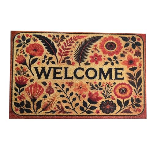 Outdoor Rug Door Mat, Welcome Mat Outdoor, Non-Slip Door Mat Outside Entrance, Stylish Welcome Mat, Entryway Rug, 19'x31' (16.WelcomeFlower)