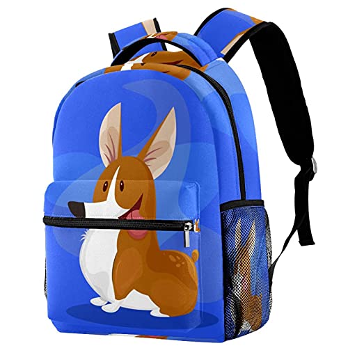Sac à dos de voyage Corgi pour campus et école avec poches latérales filet