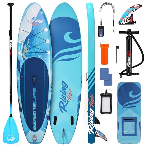 SereneLife Inflatable Stand Up Paddle Board with Premium SUP...