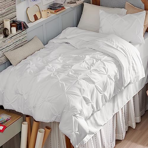 Image of Bedsure Twin XL Comforter Set White - Dorm Room Essentials, Extra Long Twin XL Bedding Set with Sheets, All Season Down Alternative Comforter with Sheets, Pillowcase & Sham