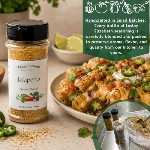 Image of Jalapeno Sea Salt by Lesley Elizabeth | Spicy Jalapeno Seasoned Sea Salt for Chicken, Beef, Pork, Seafood & Vegetables | All-Purpose Gourmet Cooking & Grill Spice