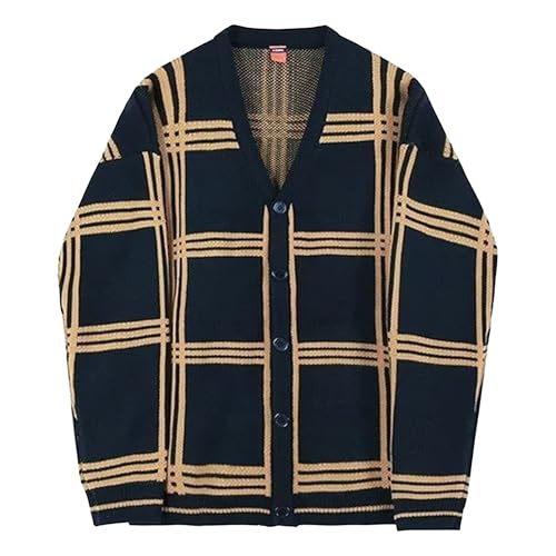 Cardigan tricoté à rayures aux finitions haut de gamme pour homme et femme