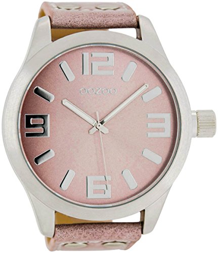 Oozoo Orologio da uomo con cinturino in pelle 48 mm bianco/marrone C9050, cinghia
