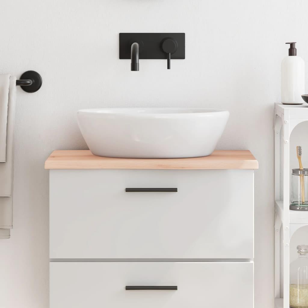vidaXL Waschtischplatte, Multifunktional Arbeitsplatte mit Naturkante, Waschtischkonsole Tischplatte für Badezimmer, Holzplatte Platte Badmöbel, 60x40x2 cm Massivholz Unbehandelt