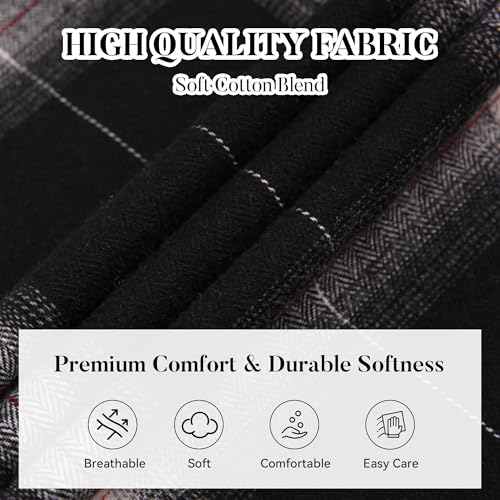 Image of WARHORSEE Flannel Shirt for Men Long Sleeve Button Down Plaid Shirts | Soft Cotton Blend for Multi-season Wear, Lightweight yet Warm, Dual buttoned storage pockets, Machine Washable Easy Care
