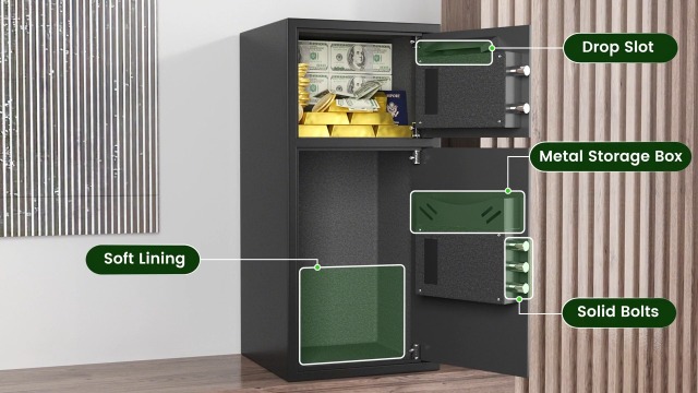 NUEVO 2023 Caja Fuerte Extra Grande De 137 Libras, Resistente Al Fuego Impermeable Con Dos Departamentos Caja Fuerte Ignifuga Con Estante