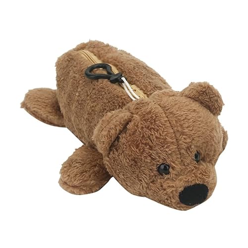 1 astuccio per matite e cosmetici a forma di testa di orso per ragazzi ufficio bambini casa e 1 pezzo Marrone