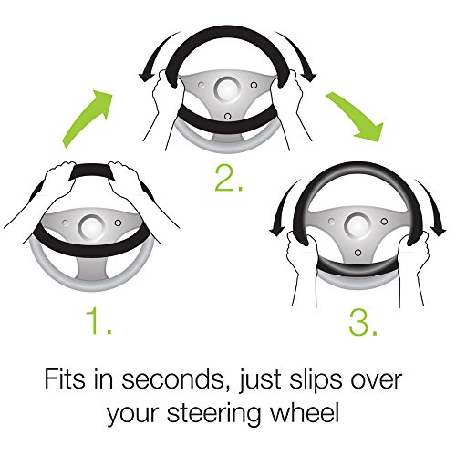 Image of BDK SW-899-SK Genuine Leather Car Steering Wheel Cover 13.5 inch-14.5 inch (Small /Black) - Universal Fit, Easy Installation